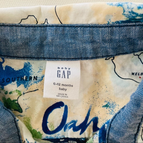 Gap Baby Boy 6-13 Months Romper Beach Tropical Map - Picture 2 of 8